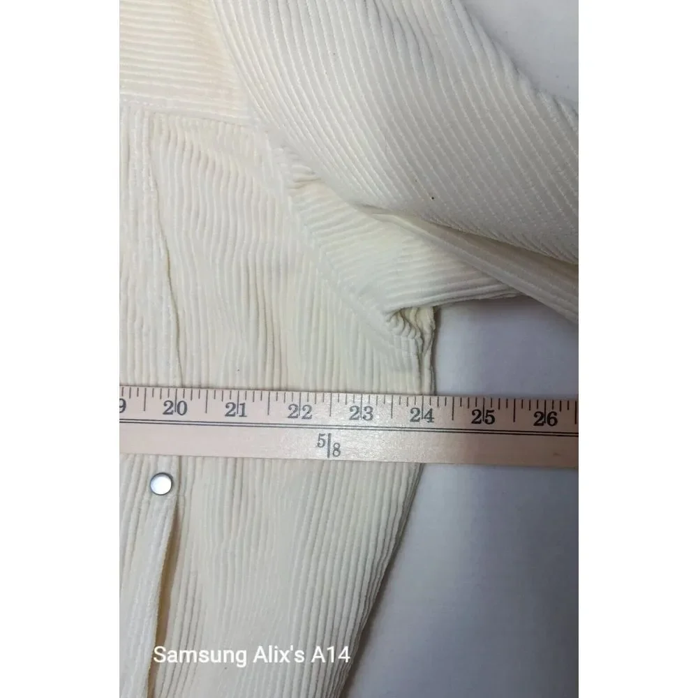 BDG Urban Outfitters Cream Corduroy‎ Hooded Crop Jacket Size Small
